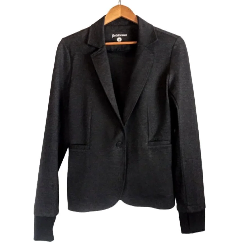 Betabrand Grey Active Ponte Knit Stretch Blazer
